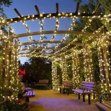 NAVILED® COMPRA 1 LLEVA 2 LUCES NAVIDEÑAS CON PANEL SOLAR 10MT - 8 PARPADEOS