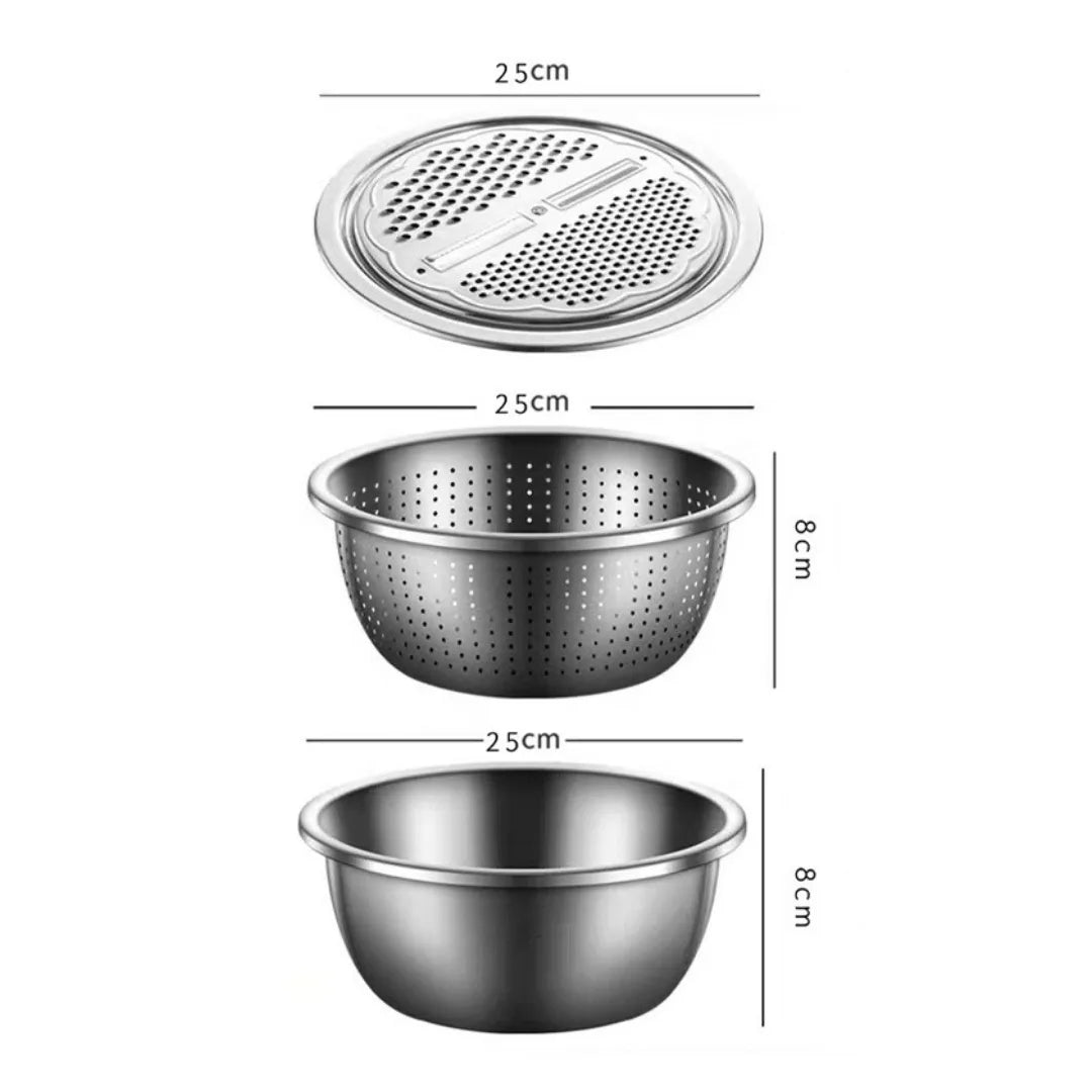 MASTER 3X1® Set de Bowls Multifunción: Ralla, Lava y Cocina Fácil