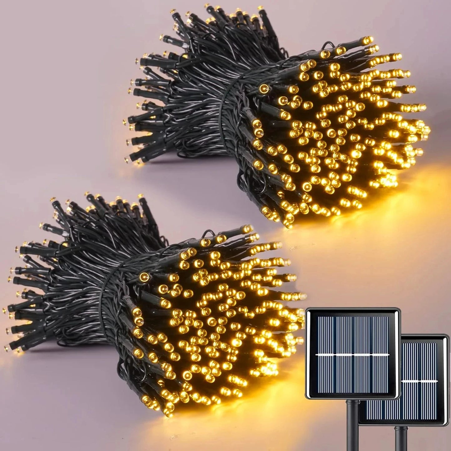 NAVILED® COMPRA 1 LLEVA 2 LUCES NAVIDEÑAS CON PANEL SOLAR 10MT - 8 PARPADEOS
