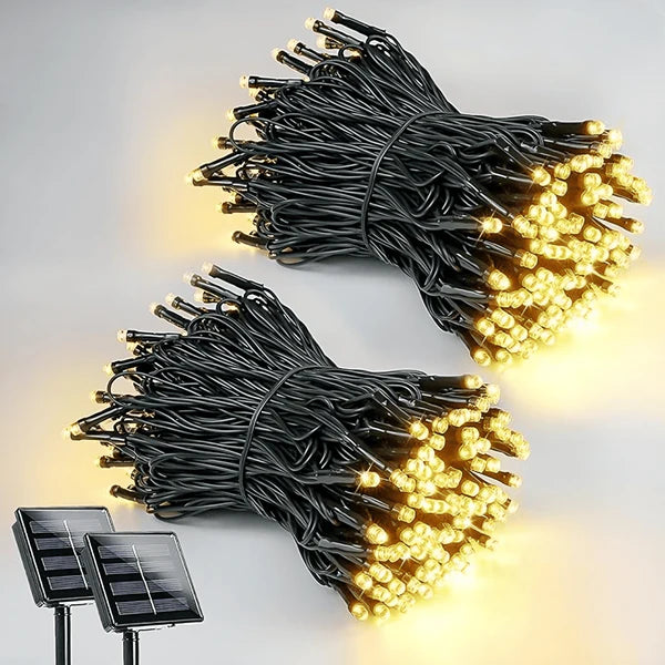 NAVILED® COMPRA 1 LLEVA 2 LUCES NAVIDEÑAS CON PANEL SOLAR 10MT - 8 PARPADEOS
