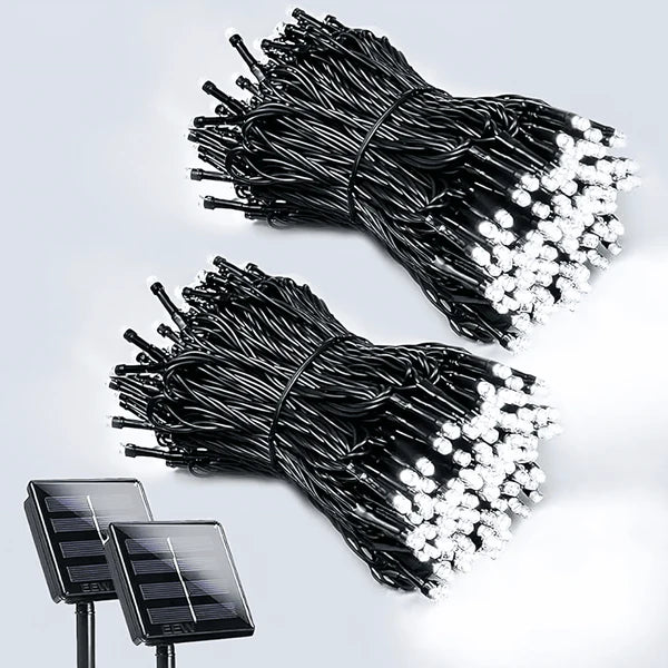 NAVILED® COMPRA 1 LLEVA 2 LUCES NAVIDEÑAS CON PANEL SOLAR 10MT - 8 PARPADEOS